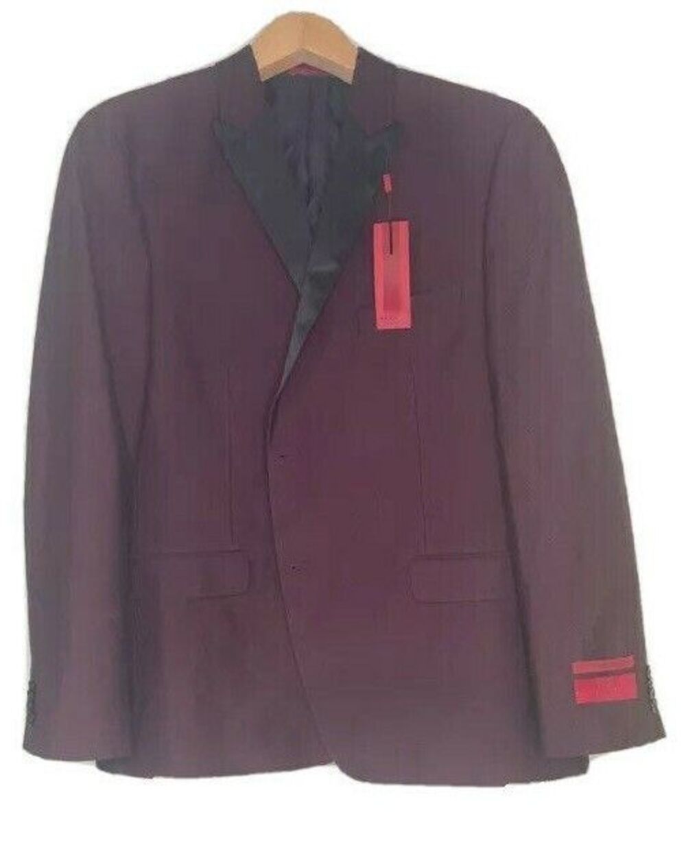 Alfani Mens 48R Dark Red Tuxedo Jacket Slim Fit Black Satin Lapel NWT Macy's
